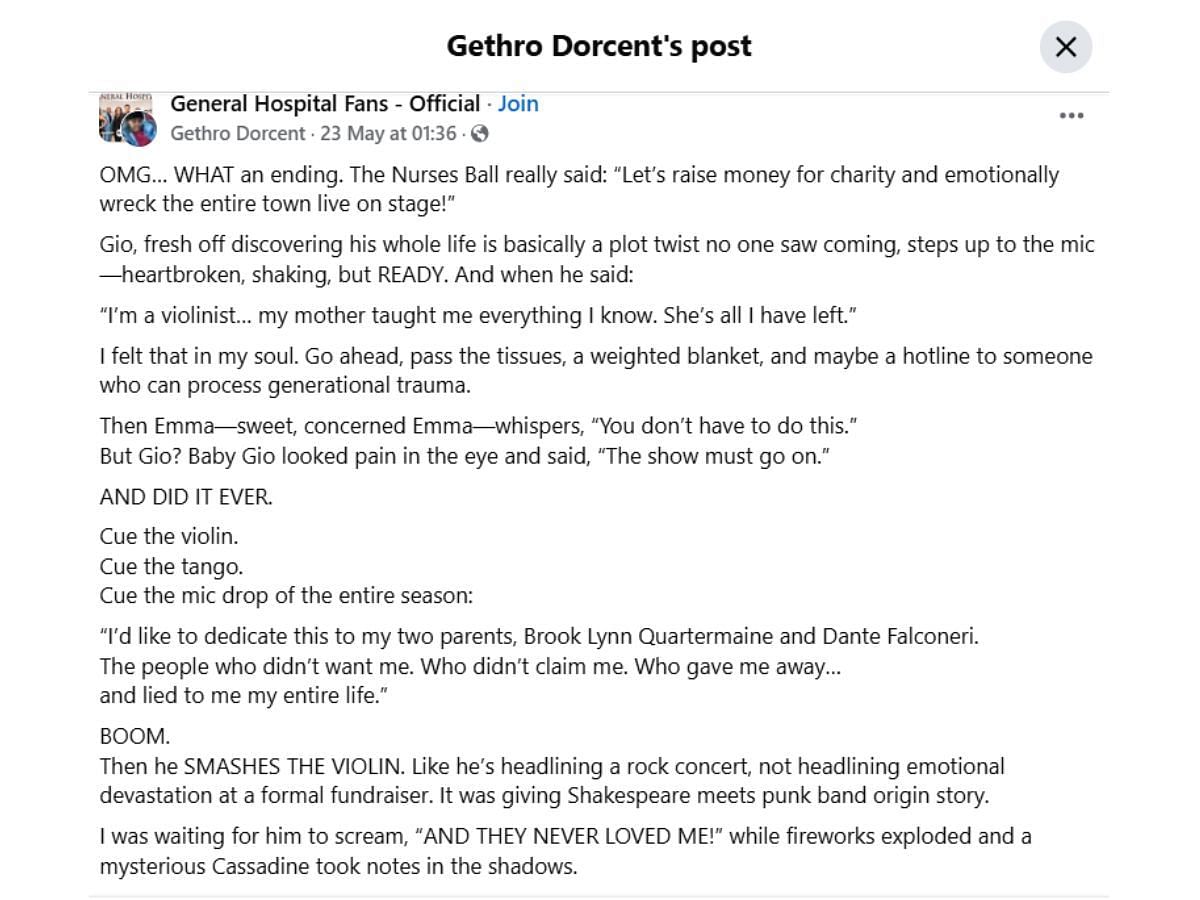 The Original Post by the fan Part 1 (Image via Facebook/ @ Gethro Dorcent)